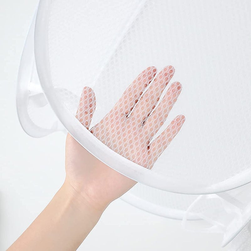 Buenod Pop up Laundry Hamper, Portable Foldable Mesh Clothes Hamper for Kids Room, College Dorm or Travel, Collapsible Laundry Basket for Storage, White - Image 4